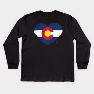 U.S. State - I Love Colorado - Colorado Flag Kids Long Sleeve T-Shirt